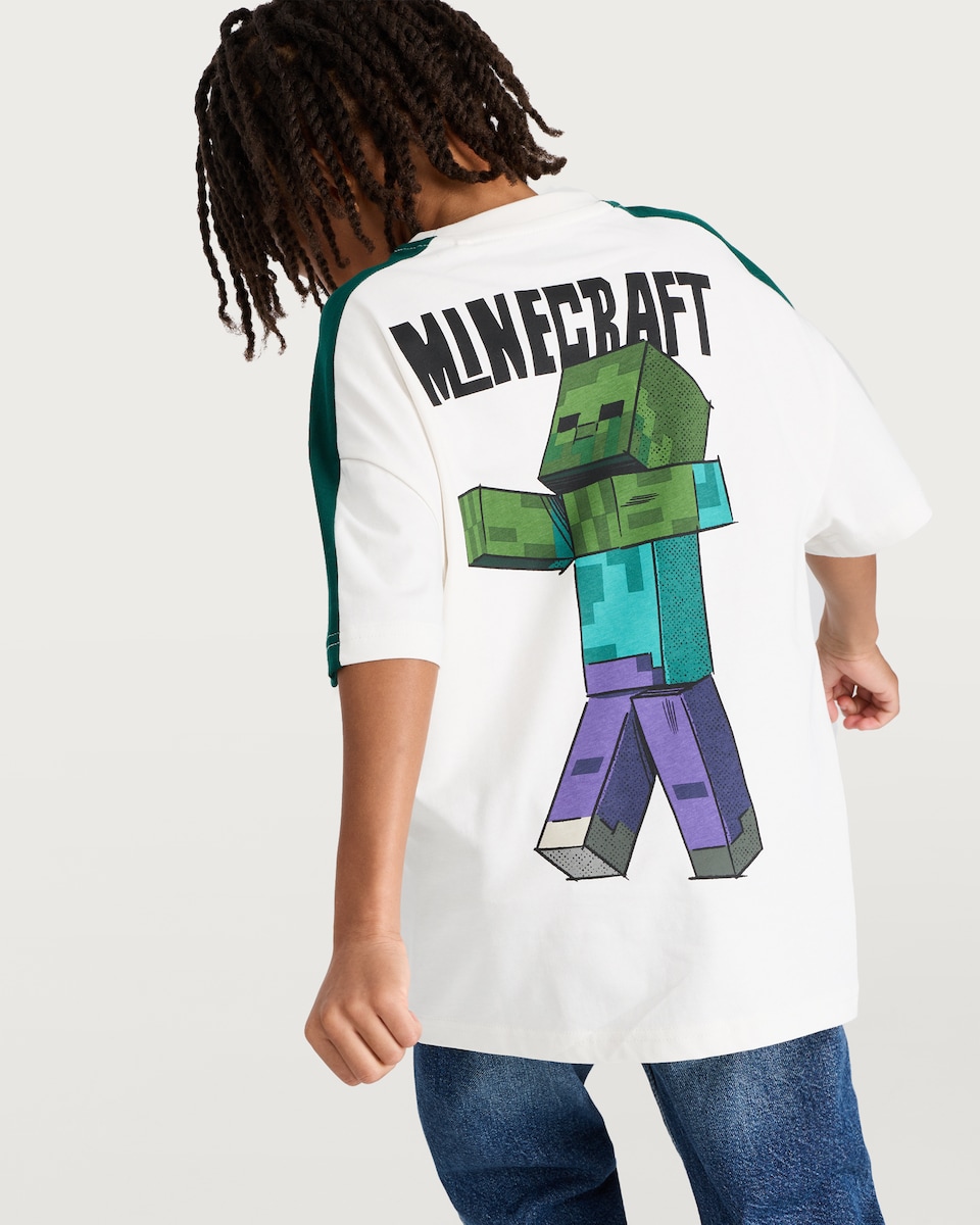 image 1 of Minecraft Pure Cotton Crafting Since Alpha Slogan T-Shirt in White