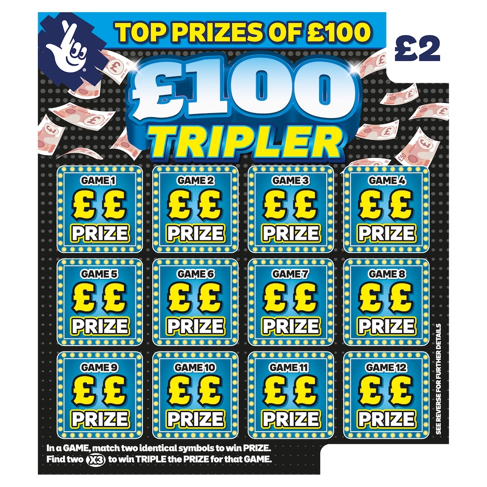 £100 TRIPLER BLACK SCRATRCHCARD