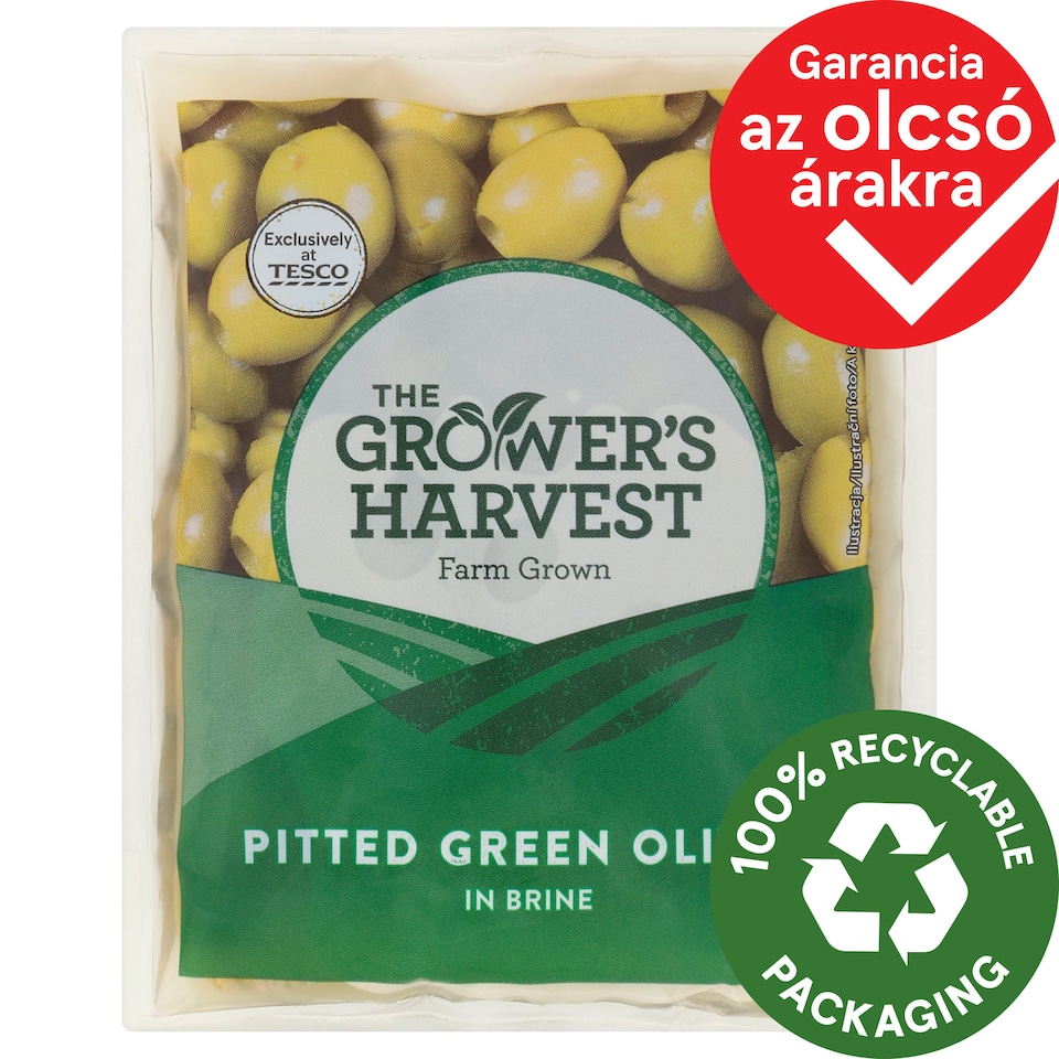 The Grower's Harvest Pitted Green Olives in Brine 195 g