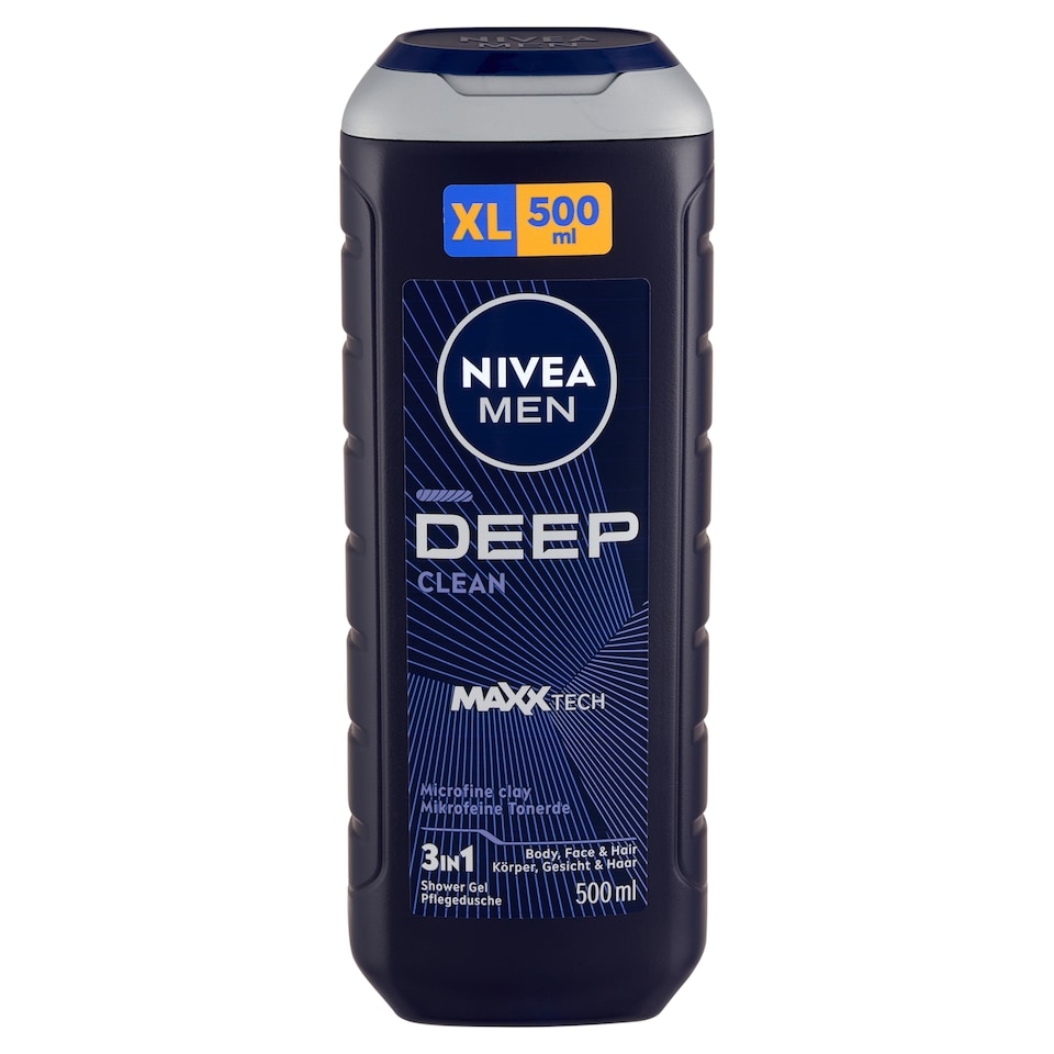 NIVEA MEN Deep Clean 3 az 1-ben tusfürdő testre, arcra, hajra 500 ml  1. kép