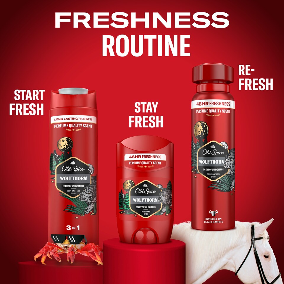 image 1 of Old Spice Wolfthorn Men’s Shower Gel & Shampoo 400ml Multi-Use 3-in-1 Hair-Face-Body Wash