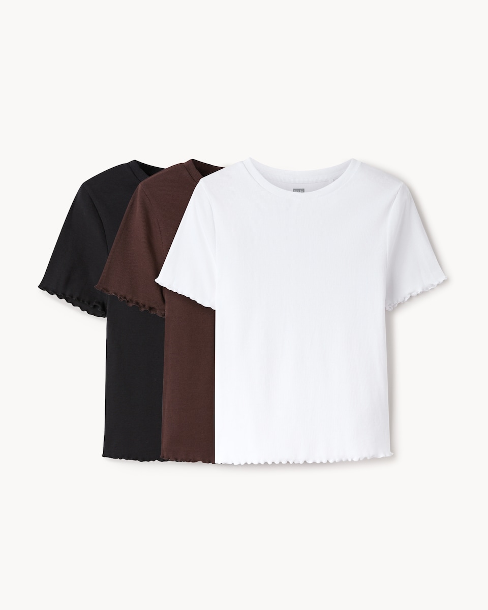 image 1 of F&F 3-Pack Cotton Rich Regular Fit T-Shirts in Multi Black