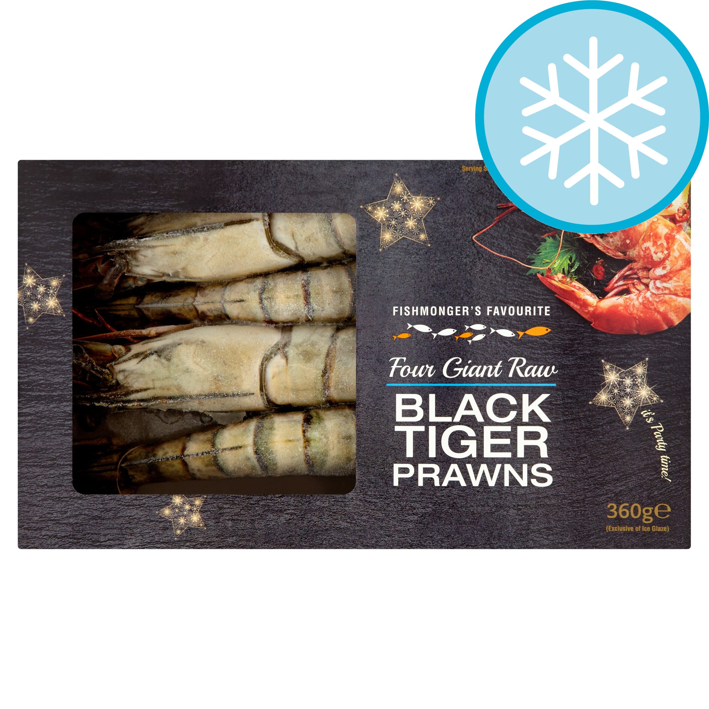 Fishmongers Favourite Whole Raw Black Tiger Prwns 360G - Tesco Groceries
