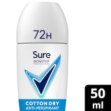 Sure 72h Cotton Dry Roll-On Antiperspirant Deodorant 50ml