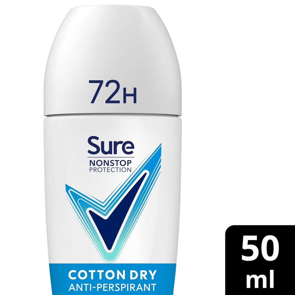 image 1 of Sure 72h Cotton Dry Roll-On Antiperspirant Deodorant 50ml
