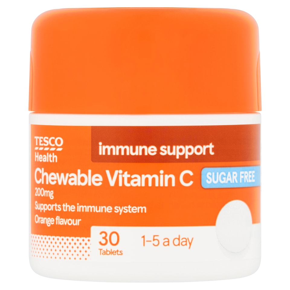 Tesco Health Chewable Vitamin C Orange Tablets 200Mg 30s
