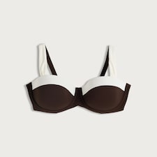 F&F Fuller Bust Contrast Trim Underwired Bikini Top in Brown