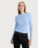 image 1 of F&F Cotton Rich Crew Neck Long Sleeved Top in Blue