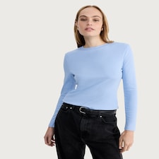 F&F Cotton Rich Crew Neck Long Sleeved Top in Blue