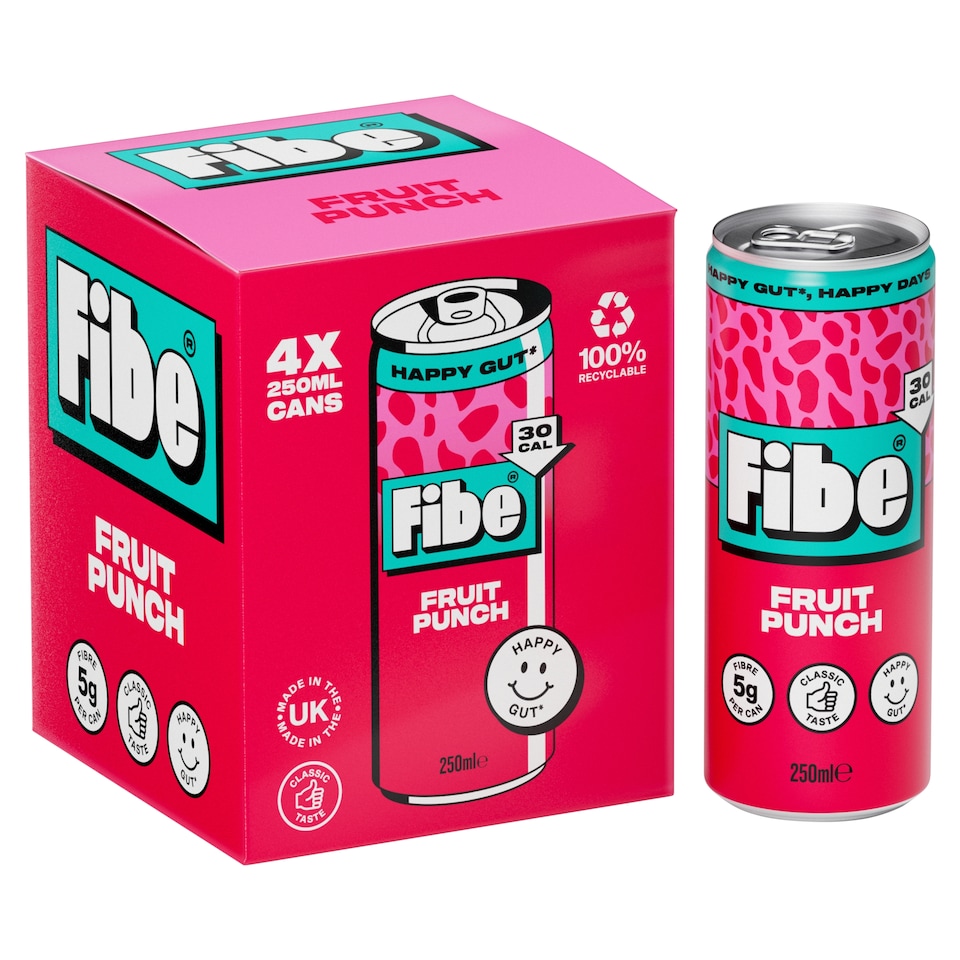 image 1 of Fibe Fruit Punch Soda Drink 4 x 250ml