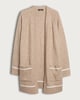 image 5 of F&F Patch Pocket Open Front Cardigan with Wool in Mink
