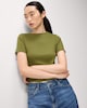 image 1 of F&F Cotton Rich Lettuce Hem T-Shirt in Olive