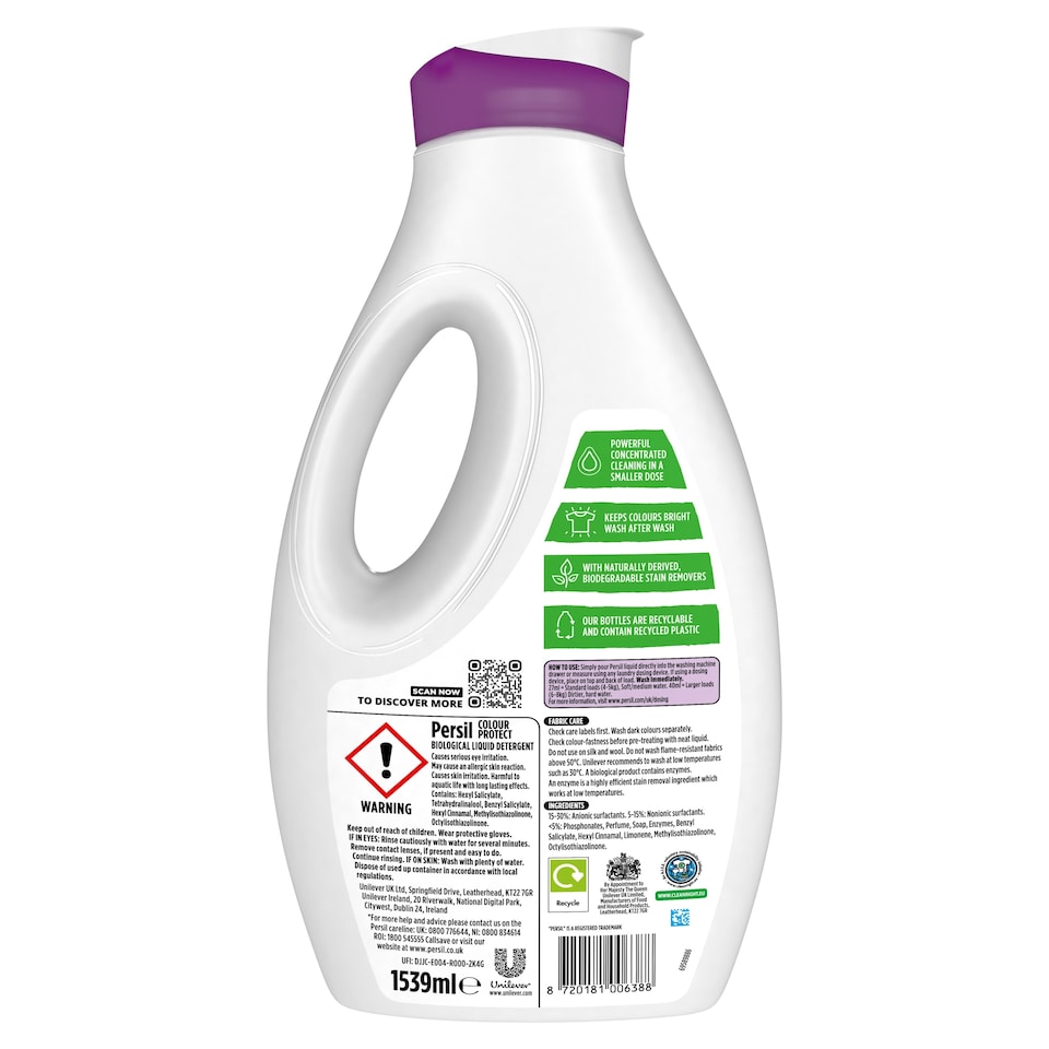 image 1 of Persil Colour Protect Biological Liquid Laundry Detergent 57 Washes 1539Ml