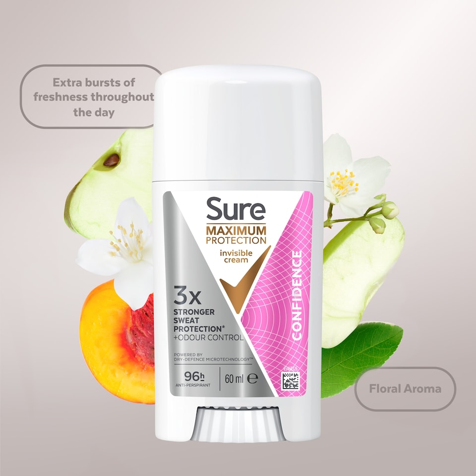 image 1 of Sure Women Maximum Protection Confidence Odour Control 96h Antiperspirant Deodorant Invisible Cream 60ml
