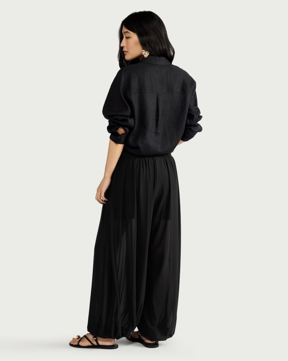image 1 of F&F Mesh Balloon Leg Trousers in Black
