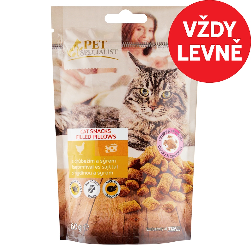 Tesco Pet Specialist Polštářky bohaté na kuřecí se sýrovou náplní 60g