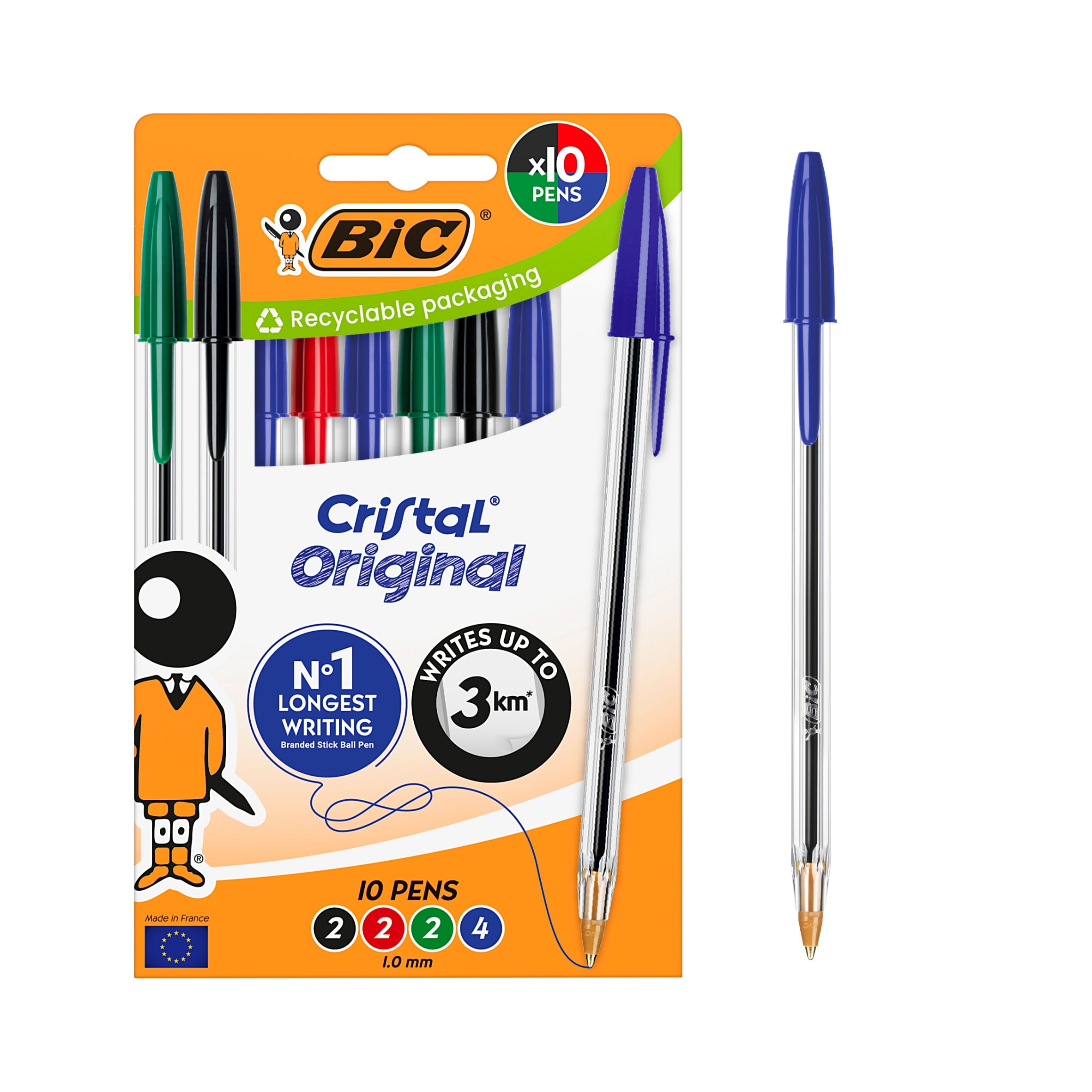 BIC Cristal Assorted Ballpoint Pens 10 Pack