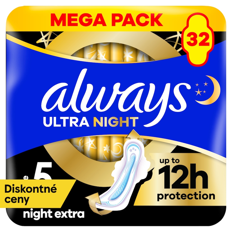 obrázok 1 z Always Ultra Hygienické Vložky Secure Night Extra (veľkosť 5) S Krídelkami 32Ks