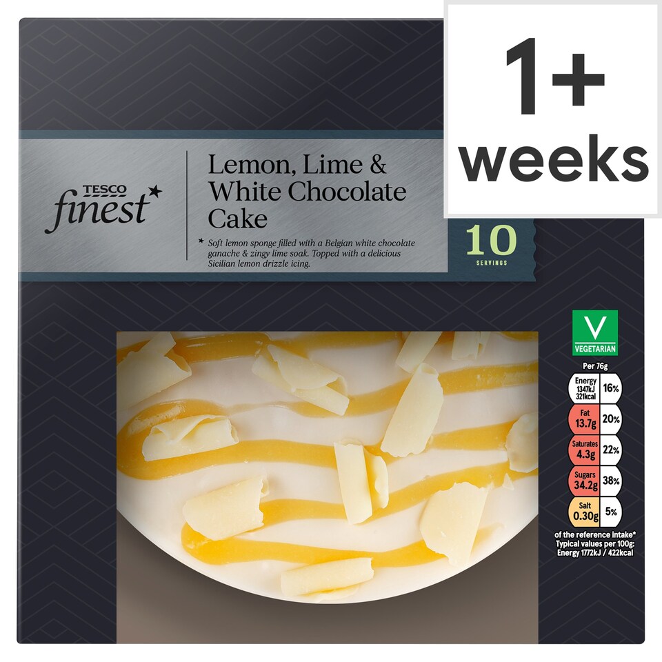 Tesco Finest Lemon, Lime & White Chocolate Cake Tesco Groceries