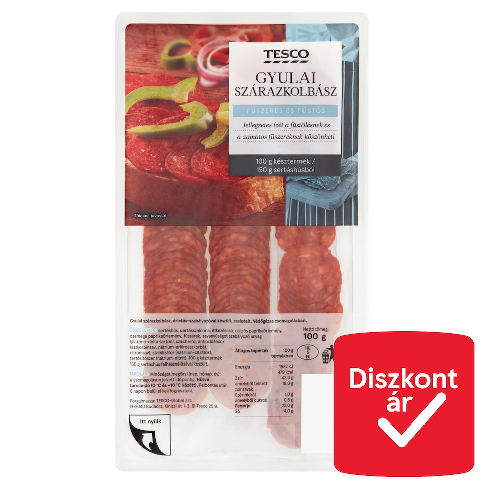 Tesco gyulai szeletelt szárazkolbász 100 g