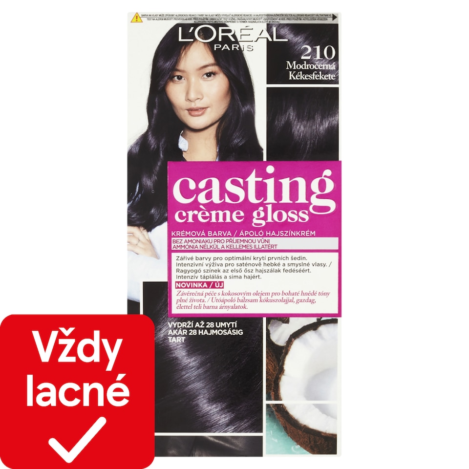 L'Oréal Paris Casting Creme Gloss, semipermanentná farba 210 MODROČIERNA, 48 +72 +60 ml