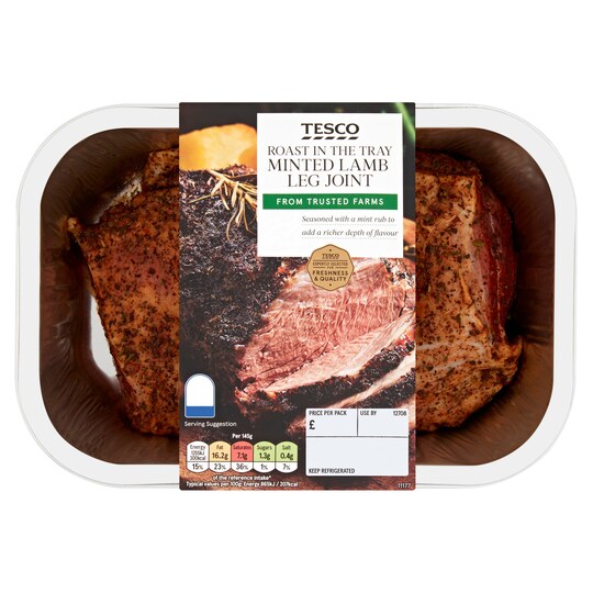 Tesco Roast In Tray Minted Lamb Leg Joint 511G Tesco Groceries
