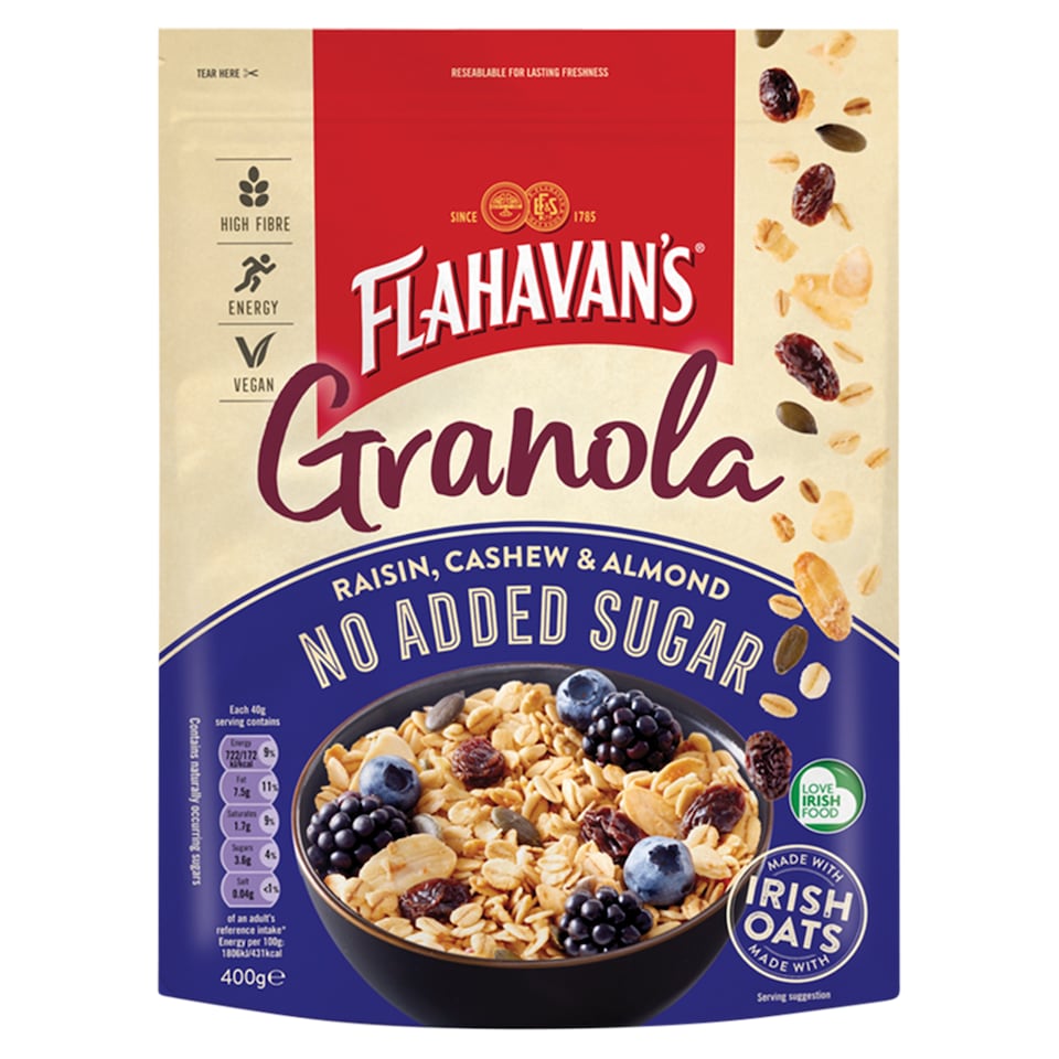 Flahavan's No Added Sugar Granola Raisen Cshw And Almond 400G