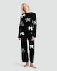 image 1 of F&F Textured Bow Print Sweatshirt and Trousers Pyjamas in Black