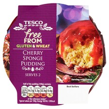 TESCO FREE FROM CHERRY SPONGE PUDDING 200G