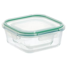 Go Cook Klip Green Glass Square Food Storage 450ml & 1100ml Twin Pack