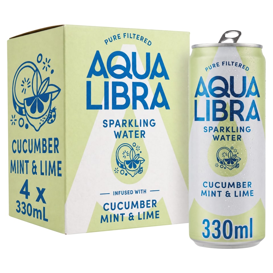 image 1 of Aqua Libra Sparkling Water Cucumber, Mint and Lime 4 x 330ml
