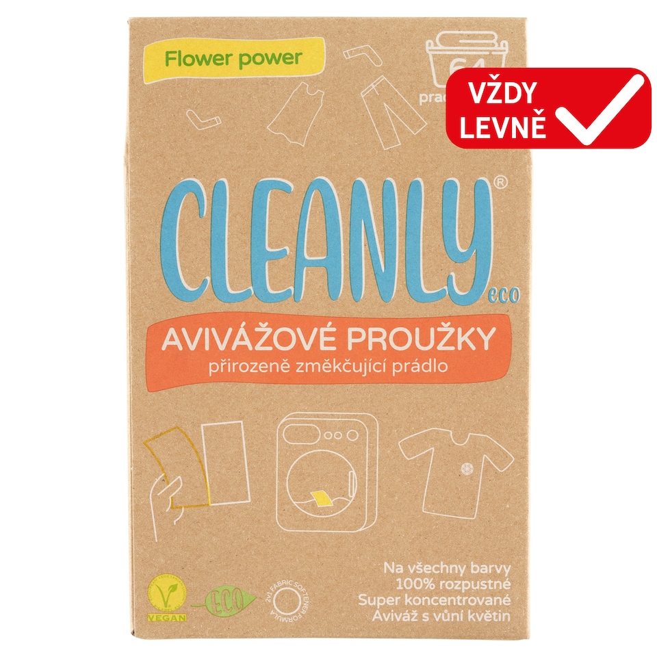 image 1 of Cleanly Eco Flower Power Fabric Softener Strips 64 Washes 32 pcs