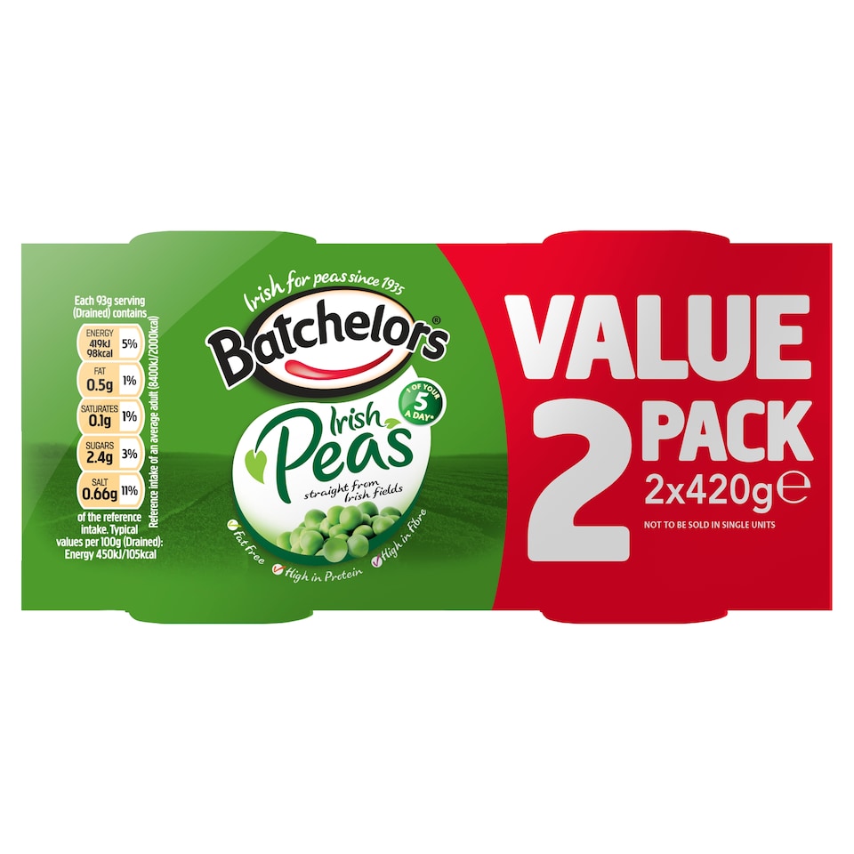 Batchelors Irish Peas Value Pack 2X420gm
