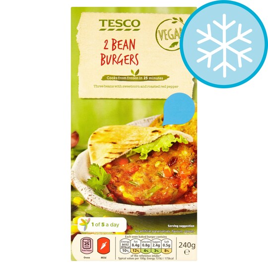 T. M/F 2 BEAN S/CORN & RSTD PEPR BURGER 240G