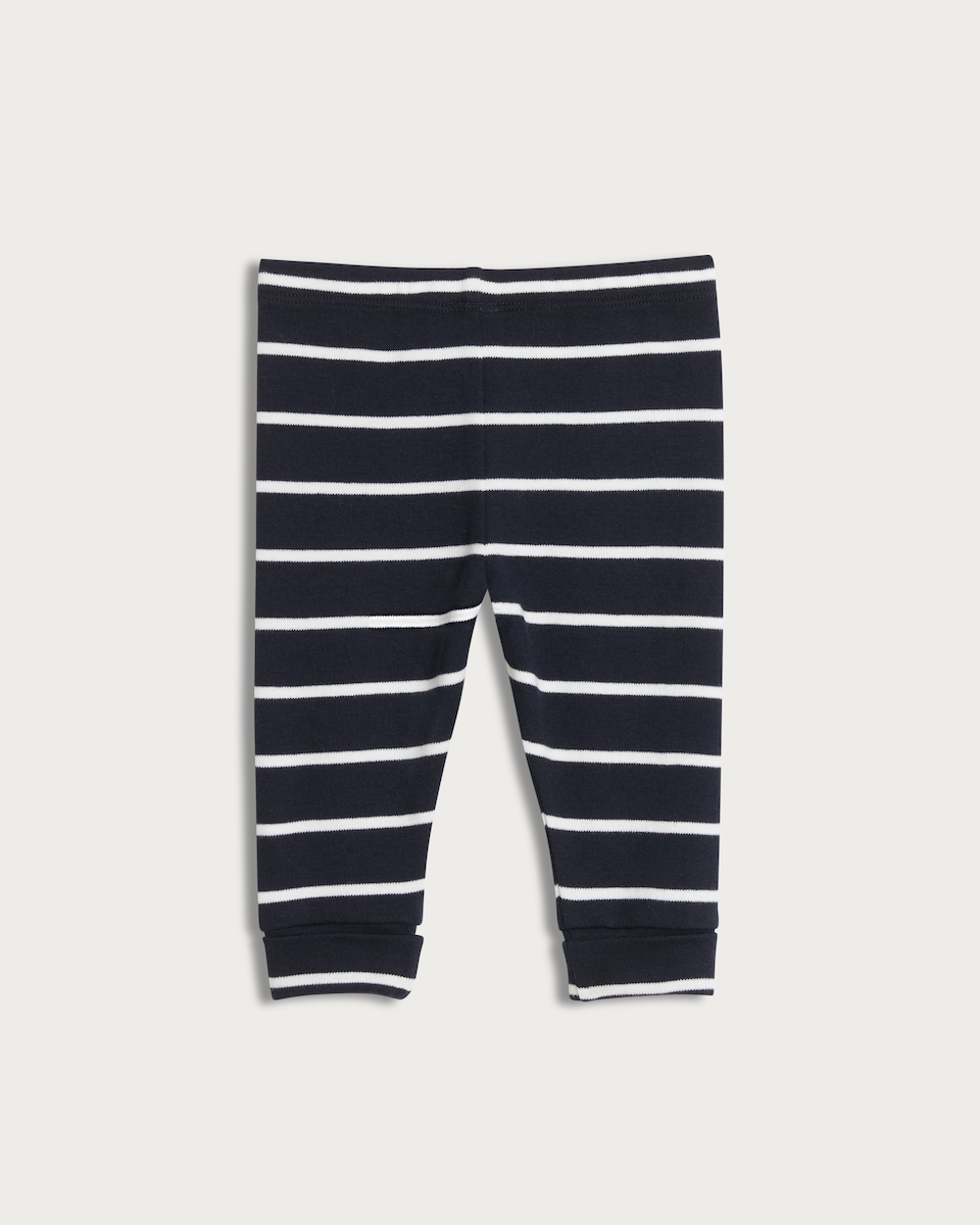 image 1 of F&F Baby 2-Pack Striped Leggings  in Navy