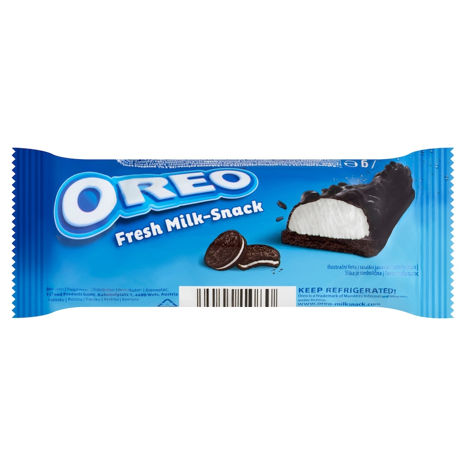 image 1 of Oreo Fresh Milk-Snack Cocoa Sponge Cake Slice Filled with Milk Cream and Coated with Cocoa 27 g