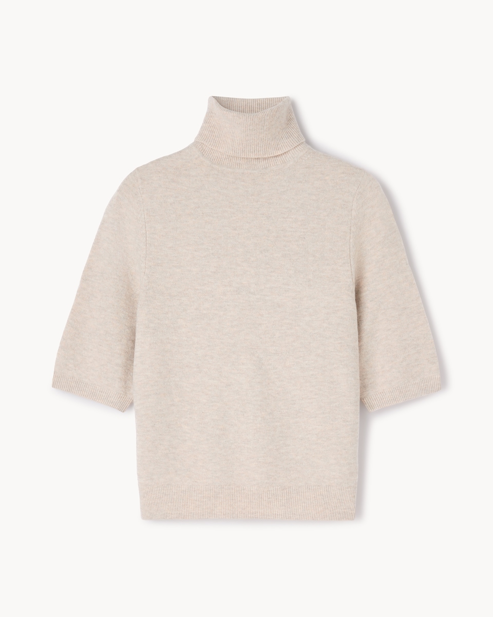 image 1 of F&F Roll Neck Short Sleeved Jumper in Neutral