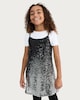 image 2 of F&F Girls Sequin Dress and Cotton Rich T-Shirt Set in Silver