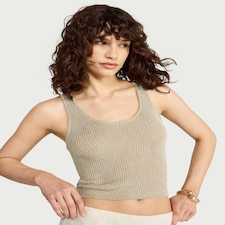 The F&F Edit Metallic Knit Scoop Neck Vest in Gold