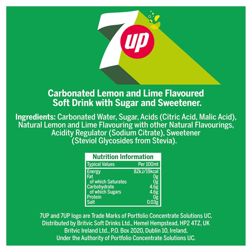 image 1 of 7 Up Lemon & Lime Soft Drink 330ml