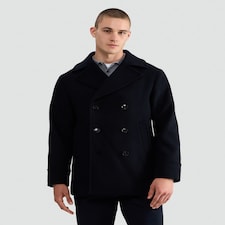 F&F Double-Breasted Peacoat with Wool in Navy