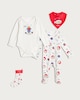 image 1 of Paddington 4-Piece My First Christmas Pure Cotton Bodysuit, Sleepsuit, Bib and Stocking Set in White