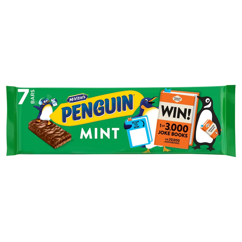 image 1 of McVitie's Penguin Mint Chocolate Biscuit 7 Pack 172.2g Multipack