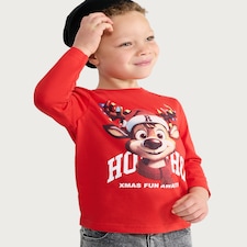 F&F Boys Pure Cotton Christmas Printed T-Shirt in Red