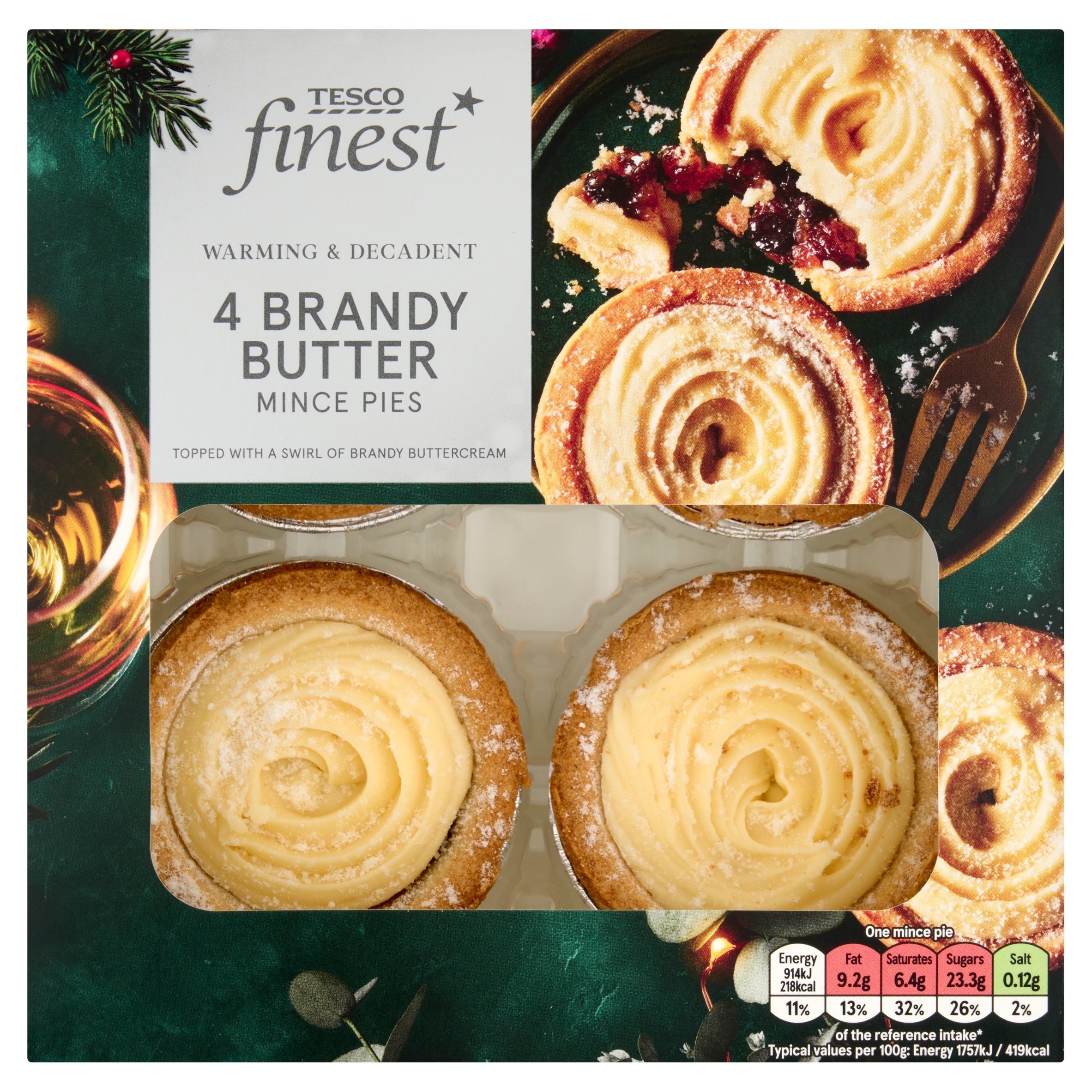 Tesco Finest 4 Brandy Buttercream Mince Pies