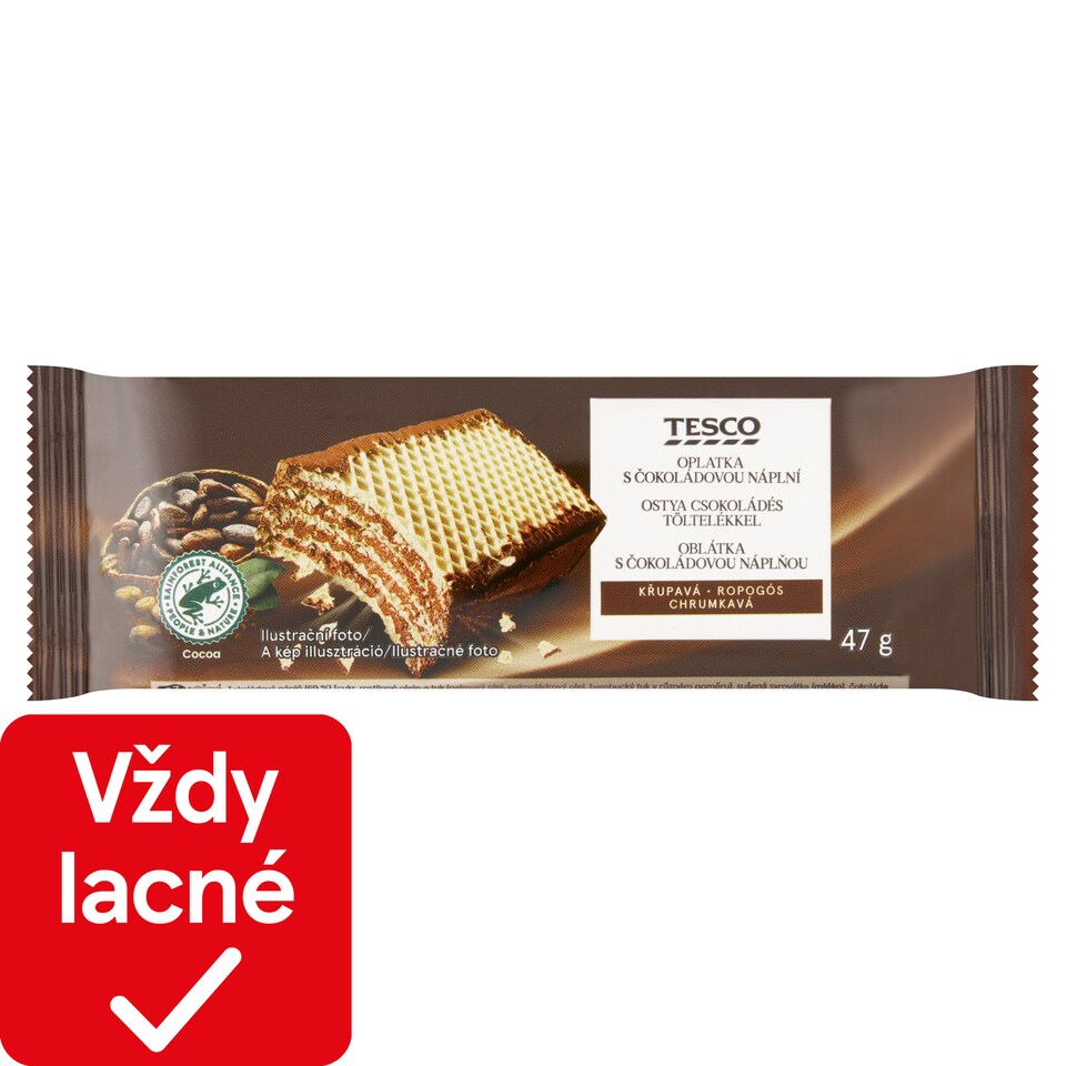 Tesco Oblátka s čokoládovou náplňou 47 g