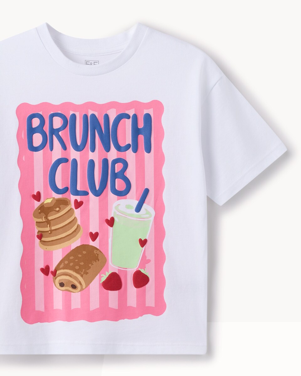image 1 of F&F Girls 2-Piece Pure Cotton Brunch Club Set in White