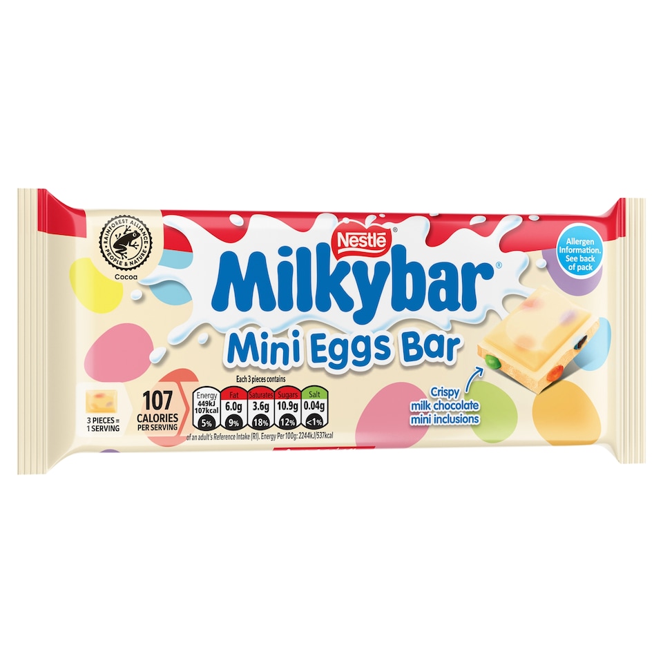 image 1 of Milkybar Mini Eggs Easter White Chocolate Sharing Bar 100g