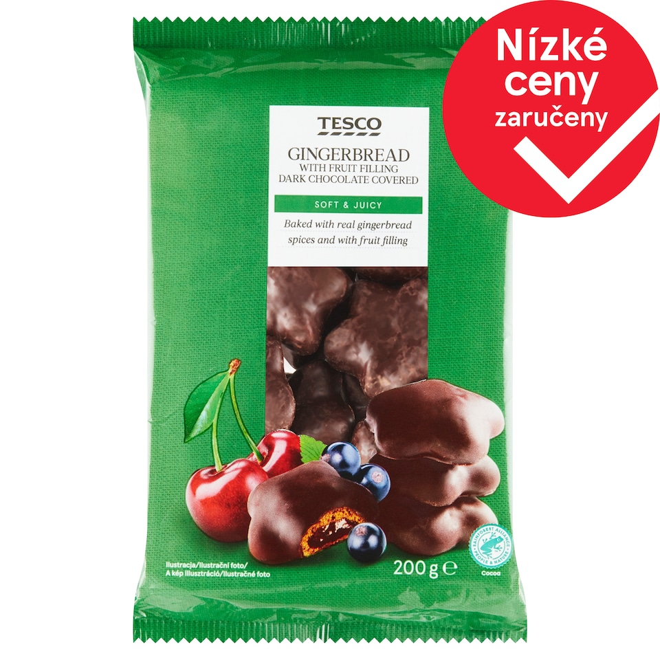 Tesco Perníky v čokoládové polevě s ovocnou náplní 200g