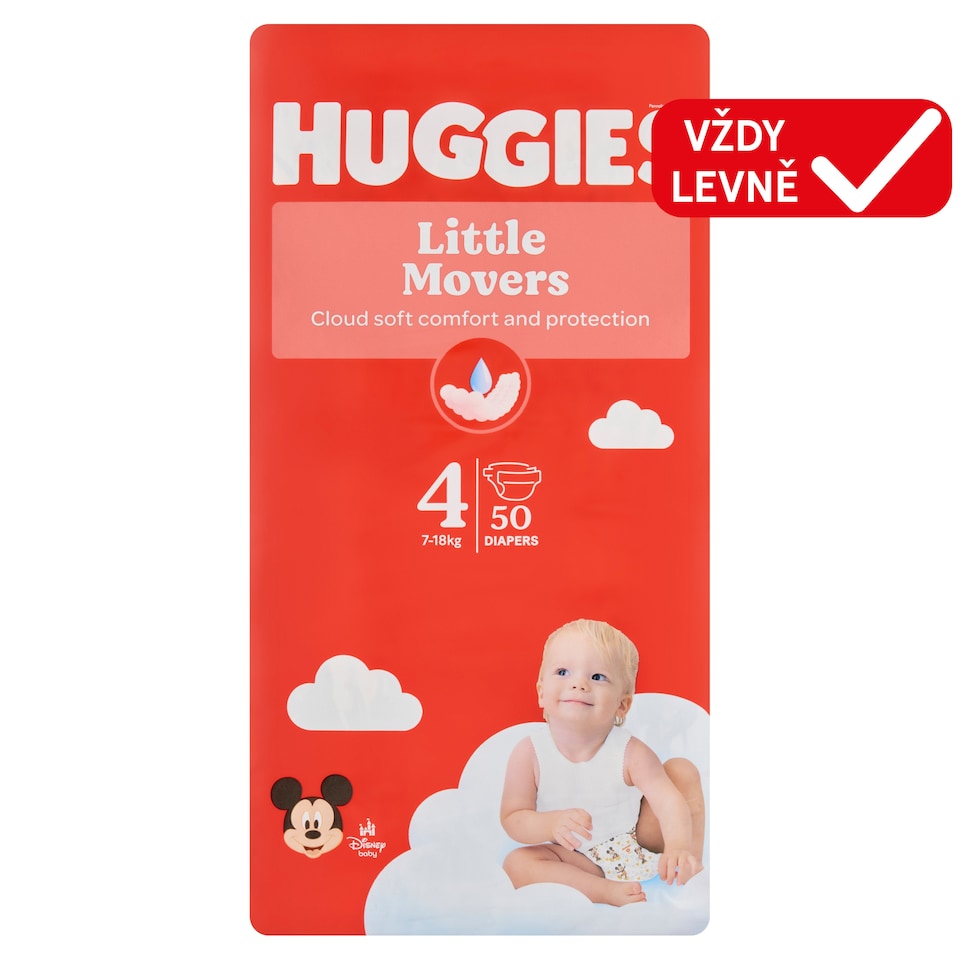 Obrázek 1 pro produkt Huggies Little Movers plenky velikost 4 pro děti 7-18kg 50 ks
